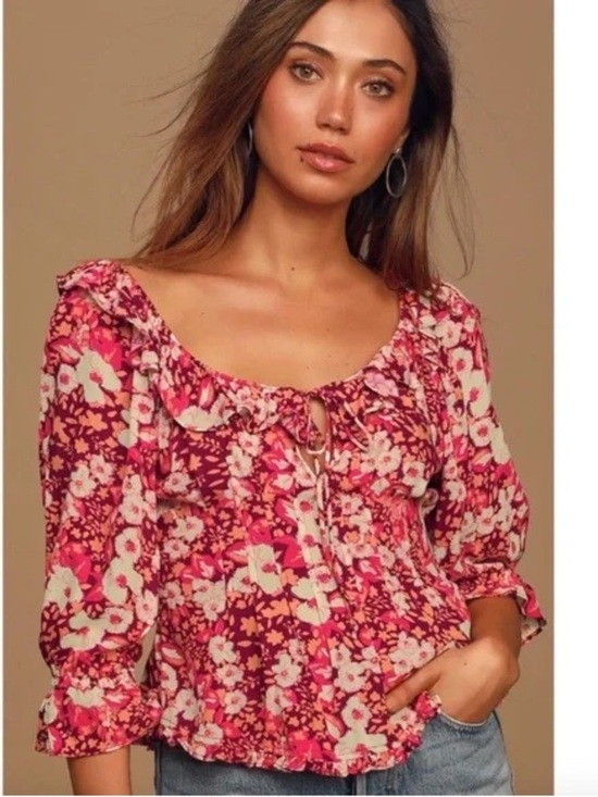 Free People Tops - Free People Sweet Memories Blouse in Fruit Punch Combo - Size S
